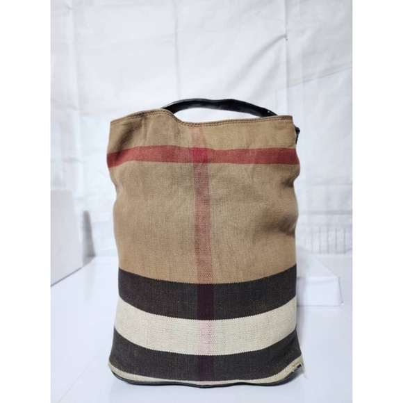 Authentic BURBERRY Canvas Mega Check Medium Ashby Hobo Saddle Bag Brown/Beige - Picture 3 of 14